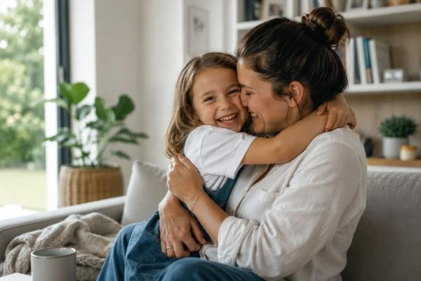 happy child with parent after parenting plans Bangor